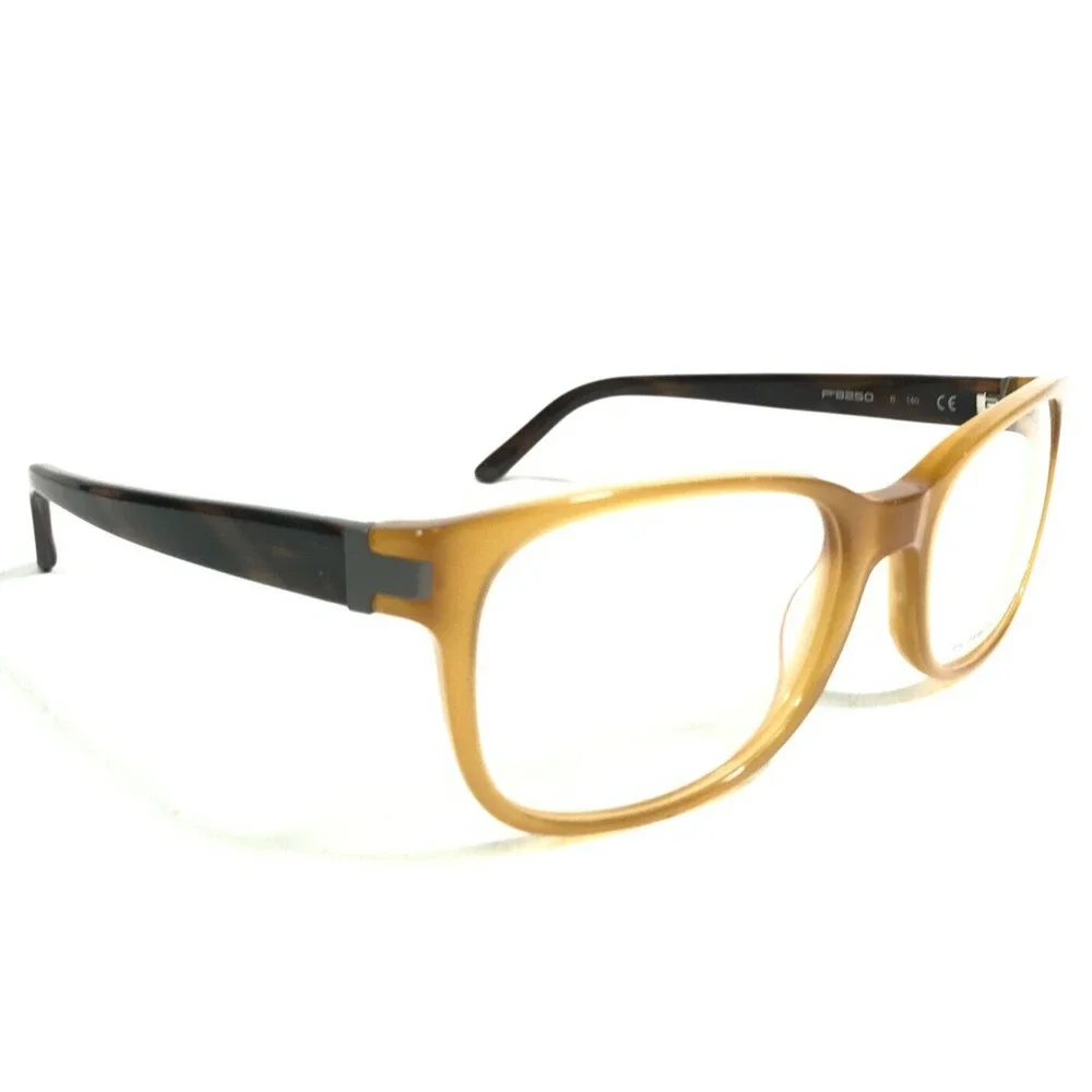 Porsche Design Eyeglasses Frames P8250 B Yellow Amber Brown Horn 55-19-140